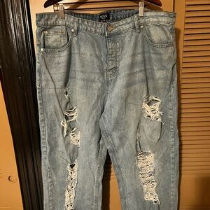 Men's Light Blue Distressed Jeans